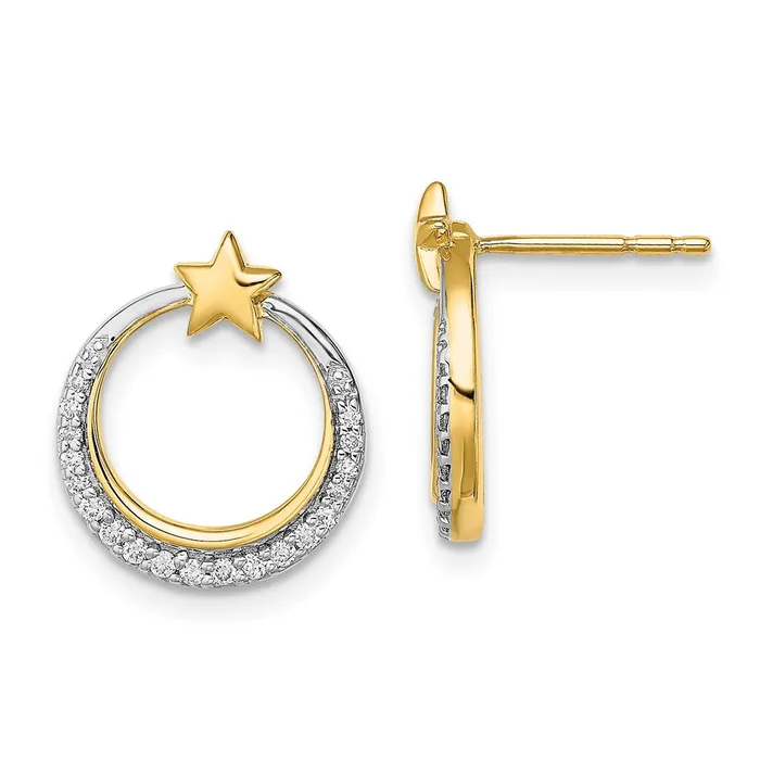 Goldia Earrings 14k Yellow Gold Polished Moon and Stars Real Diamond Post Earrings Goldia Earrings 14k Yellow Gold Polished Moon and Stars Real Diamond Post Earrings
