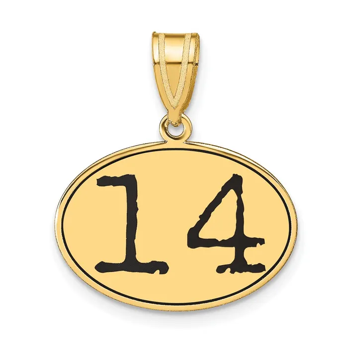 Goldia Necklaces 14k Yellow Gold Polished Number 14 Black Enamel Oval Pendant Goldia Necklaces 14k Yellow Gold Polished Number 14 Black Enamel Oval Pendant