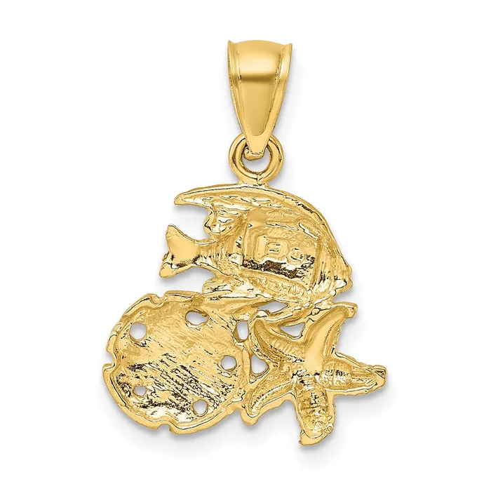 Goldia Necklaces 14k Yellow Gold Satin Diamondcut Fish Starfish and Sand Dollar Pendant
