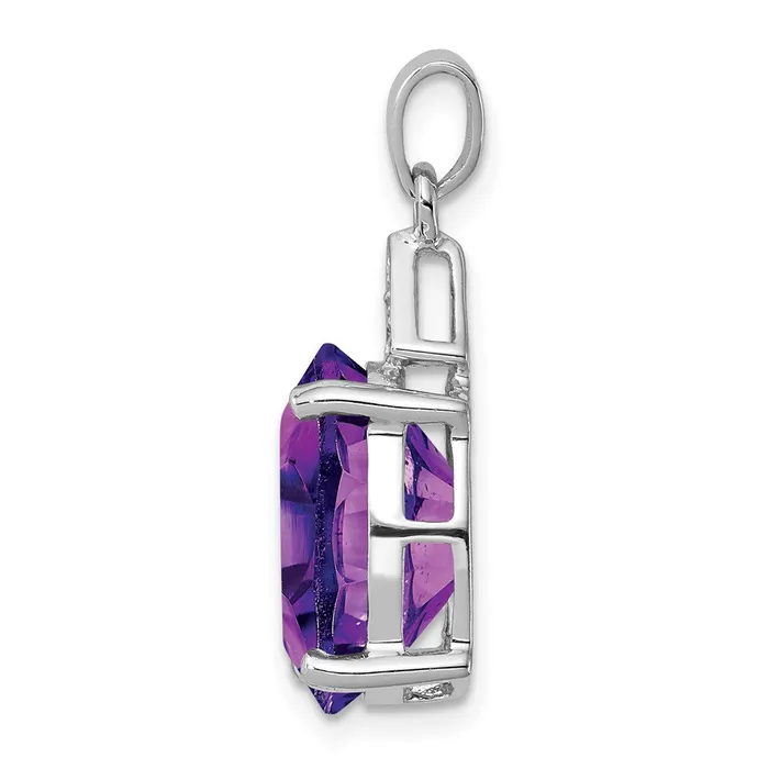 Goldia Necklaces Sterling Silver Rhodium Amethyst u0026 Diamond Pendant