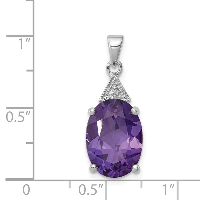 Goldia Necklaces Sterling Silver Rhodium Amethyst u0026 Diamond Pendant