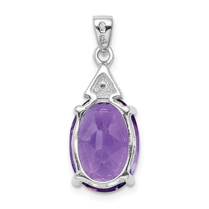 Goldia Necklaces Sterling Silver Rhodium Amethyst u0026 Diamond Pendant