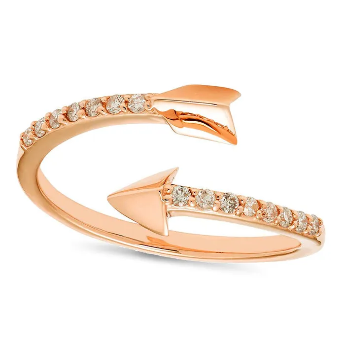 Goldia Rings 013 CT TW Natural Diamond Arrow Wrap Ring in Solid 10K Rose Gold Goldia Rings 013 CT TW Natural Diamond Arrow Wrap Ring in Solid 10K Rose Gold