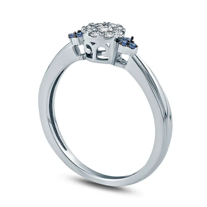 Goldia Rings 020 CT TW Natural Diamond and Blue Sapphire TriSides Promise Ring in Solid 10K White Gold Goldia Rings 020 CT TW Natural Diamond and Blue Sapphire TriSides Promise Ring in Solid 10K White Gold