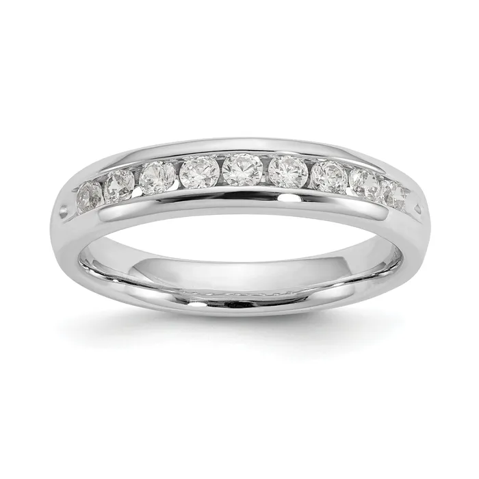 Goldia Rings 040ct CZ Solid Real 14K White Gold 9Stone Channel Wedding Band Ring