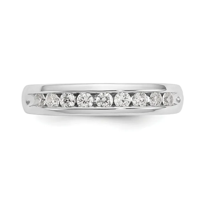 Goldia Rings 040ct CZ Solid Real 14K White Gold 9Stone Channel Wedding Band Ring