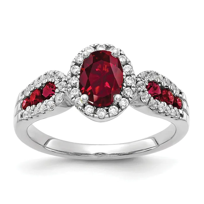 Goldia Rings 10k White Gold 13 Ct Lab Grown Diamond VSSI G and Oval Lab Created Ruby Ring Goldia Rings 10k White Gold 13 Ct Lab Grown Diamond VSSI G and Oval Lab Created Ruby Ring