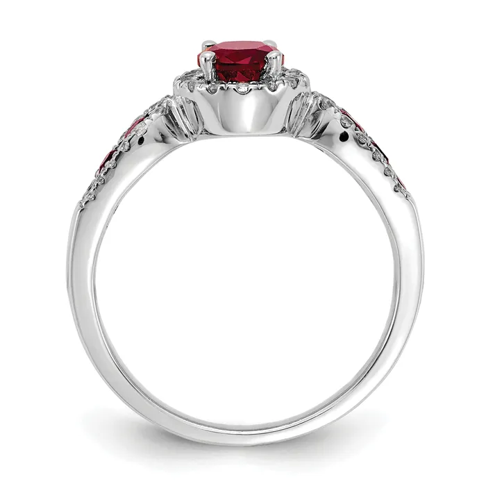 Goldia Rings 10k White Gold 13 Ct Lab Grown Diamond VSSI G and Oval Lab Created Ruby Ring
