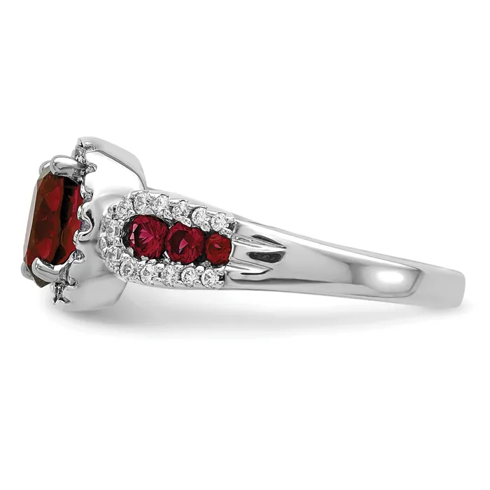 Goldia Rings 10k White Gold 13 Ct Lab Grown Diamond VSSI G and Oval Lab Created Ruby Ring