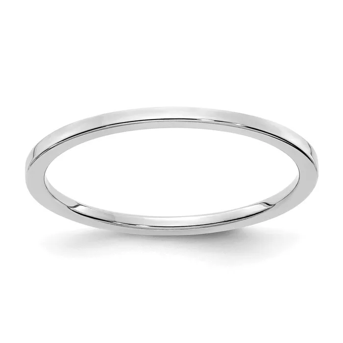 Goldia Rings 14K White Gold 12mm Flat Stackable Mens Ladies Wedding Band Ring