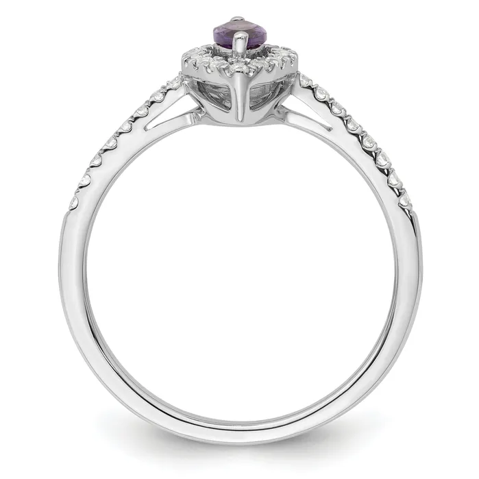 Goldia Rings 14k White Gold 15 Ct Lab Grown Diamond VSSI G and Amethyst February Birthstone Ring