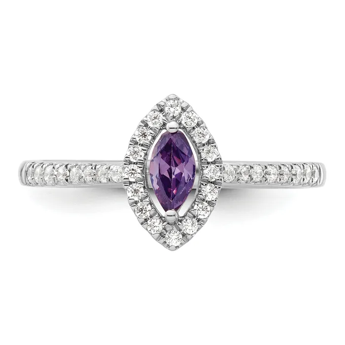 Goldia Rings 14k White Gold 15 Ct Lab Grown Diamond VSSI G and Amethyst February Birthstone Ring