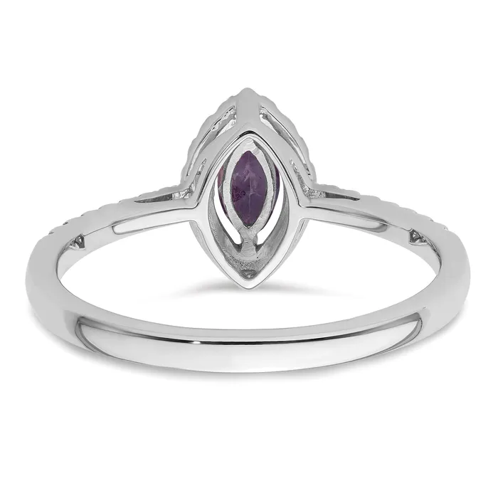 Goldia Rings 14k White Gold 15 Ct Lab Grown Diamond VSSI G and Amethyst February Birthstone Ring