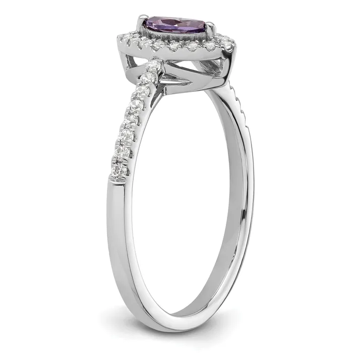 Goldia Rings 14k White Gold 15 Ct Lab Grown Diamond VSSI G and Amethyst February Birthstone Ring