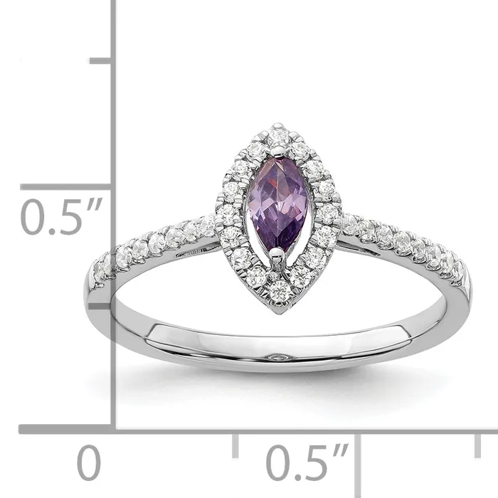 Goldia Rings 14k White Gold 15 Ct Lab Grown Diamond VSSI G and Amethyst February Birthstone Ring