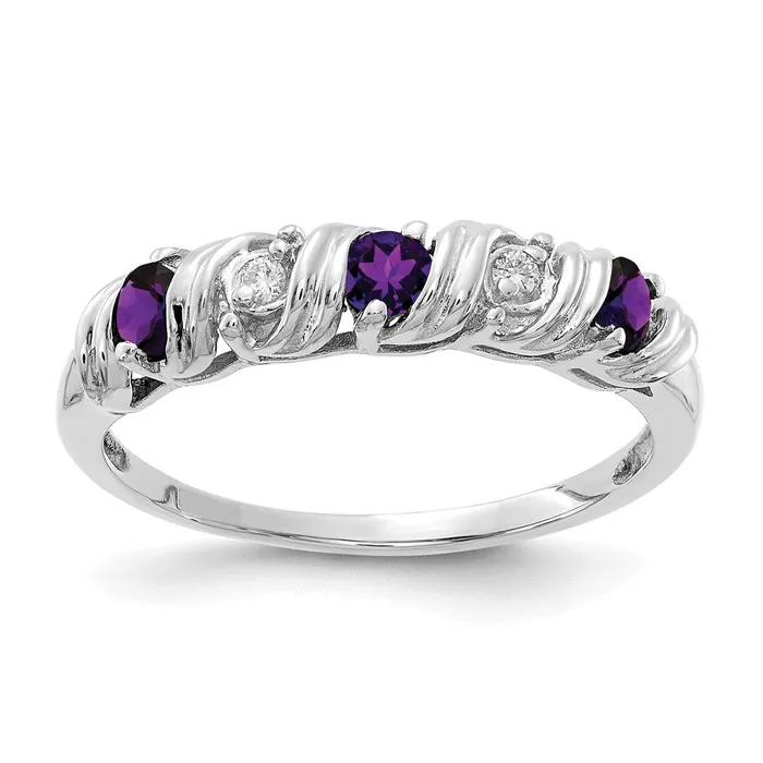 Goldia Rings 14k White Gold 275mm Amethyst AAA Diamond ring