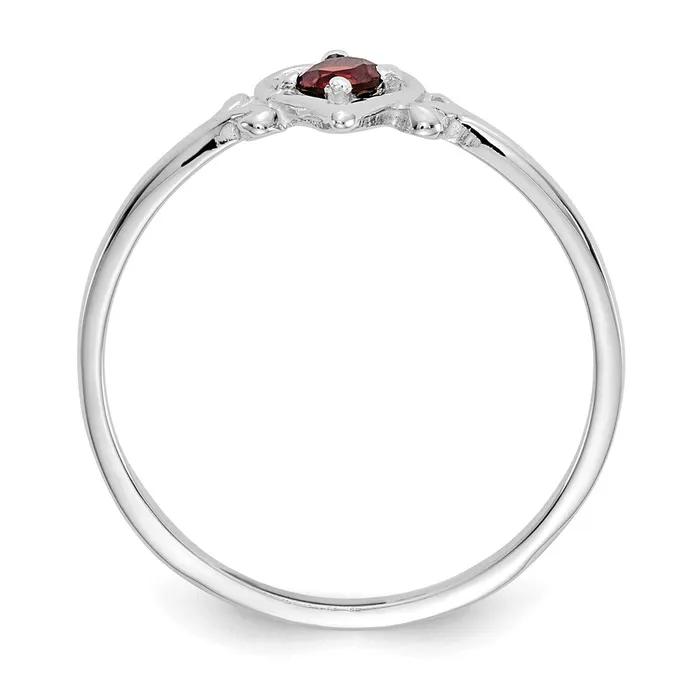 Goldia Rings 14K White Gold Garnet Birthstone Heart Ring
