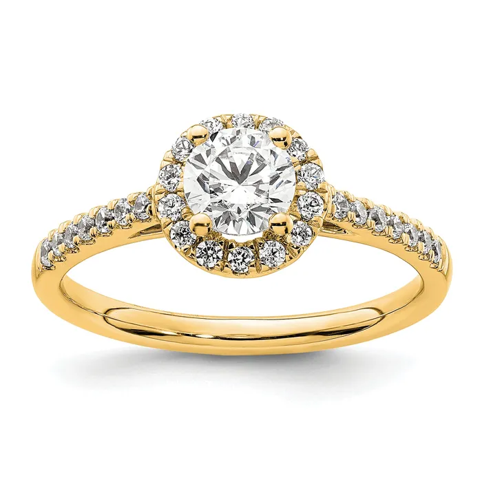 Goldia Rings 14k Yellow Gold 34 Ct Lab Grown Diamond VSSI G Halo Engagement Ring