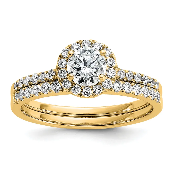 Goldia Rings 14k Yellow Gold 34 Ct Lab Grown Diamond VSSI G Halo Engagement Ring