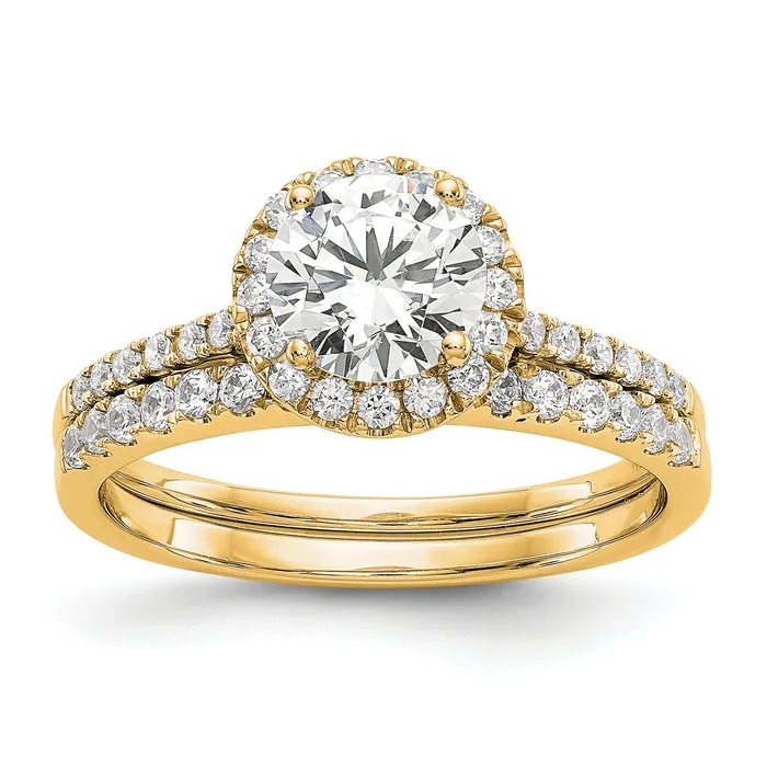 Goldia Rings 14k Yellow Gold 34 Ct Lab Grown Diamond VSSI G Halo Engagement Ring