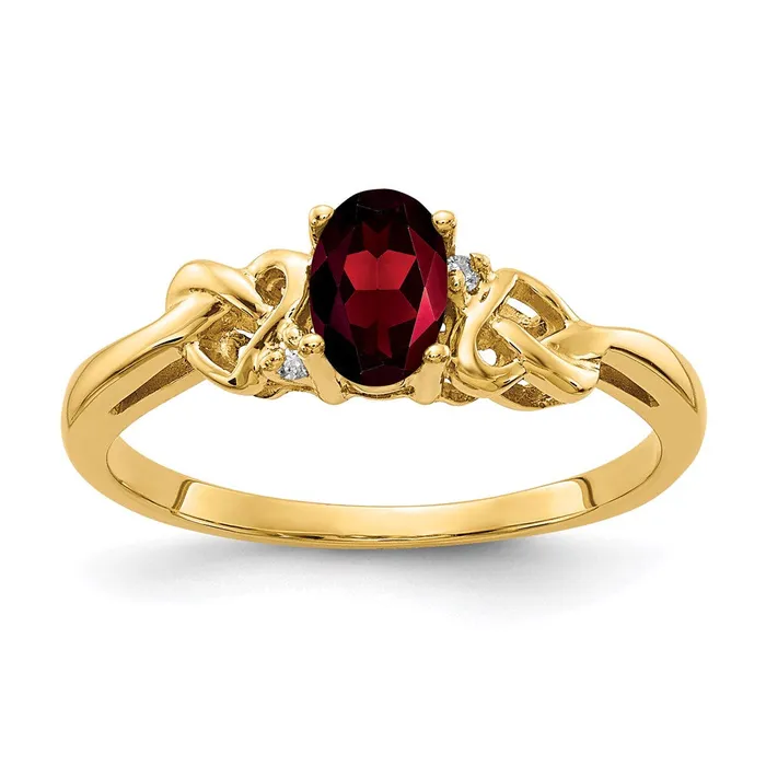 Goldia Rings 14K Yellow Gold 6x4mm Oval Garnet A Real Diamond ring