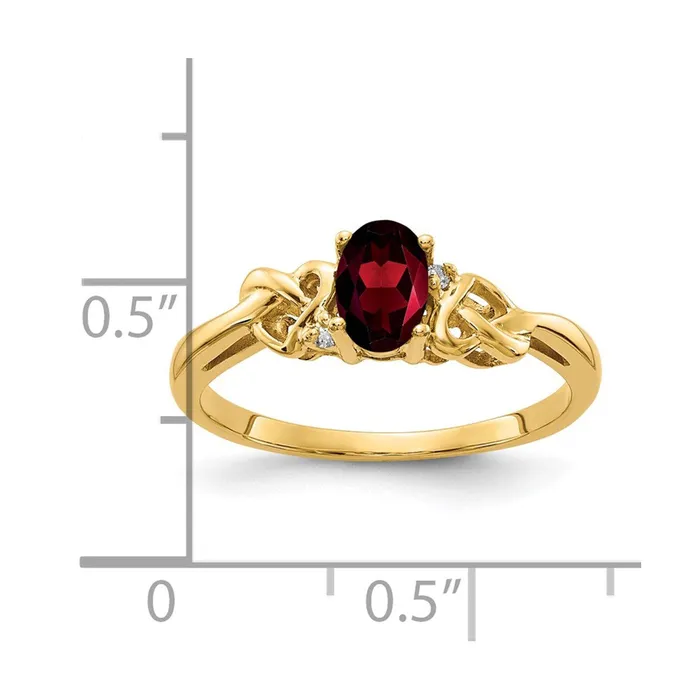 Goldia Rings 14K Yellow Gold 6x4mm Oval Garnet A Real Diamond ring