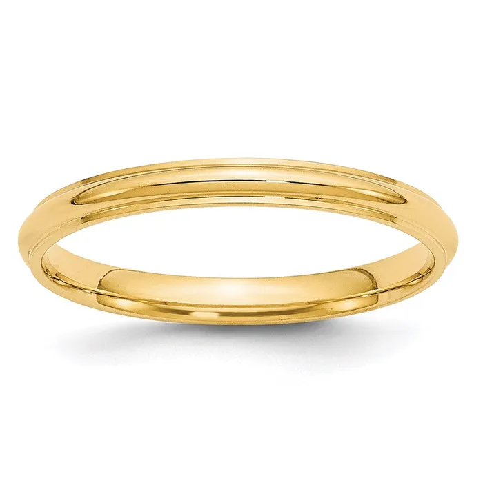 Goldia Rings Solid 10K Yellow Gold 25mm Half Round with Edge MensWomens Wedding Band Ring Size 125