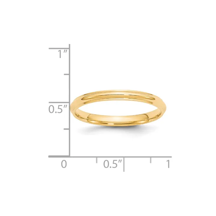 Goldia Rings Solid 10K Yellow Gold 25mm Half Round with Edge MensWomens Wedding Band Ring Size 125