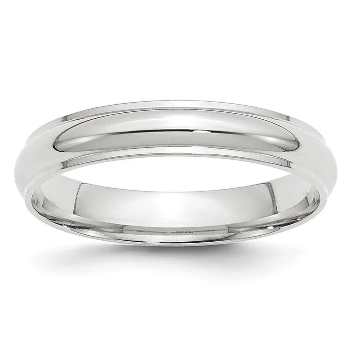 Goldia Rings Solid 14K White Gold 4mm Half Round with Edge MensWomens Wedding Band Ring Size 45 Goldia Rings Solid 14K White Gold 4mm Half Round with Edge MensWomens Wedding Band Ring Size 45