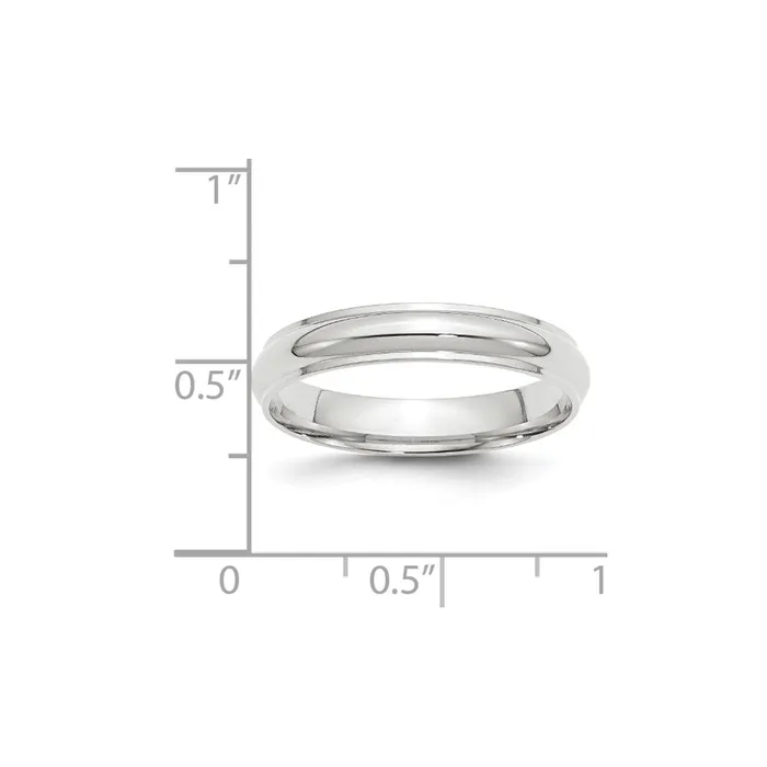 Goldia Rings Solid 14K White Gold 4mm Half Round with Edge MensWomens Wedding Band Ring Size 45