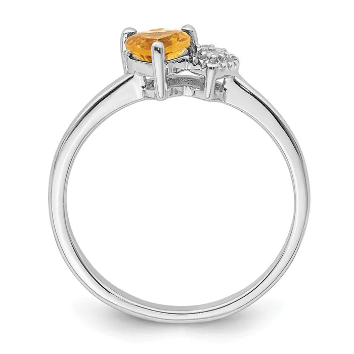Goldia Rings Sterling Silver Polished Citrine and Diamond Ring