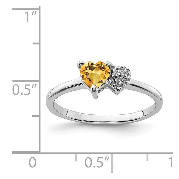 Goldia Rings Sterling Silver Polished Citrine and Diamond Ring