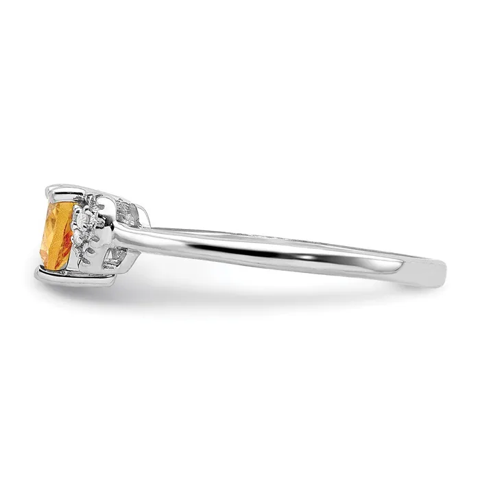 Goldia Rings Sterling Silver Polished Citrine and Diamond Ring