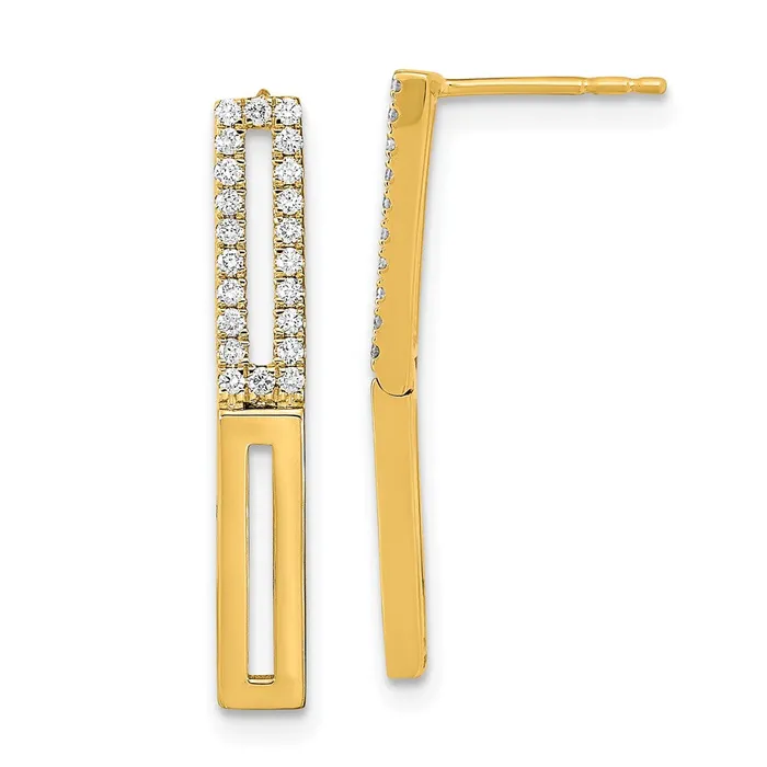 Goldia Solid 14k Yellow Gold Polished 2 Rectangle LinK Simulated CZ Post Earrings Earrings Goldia Solid 14k Yellow Gold Polished 2 Rectangle LinK Simulated CZ Post Earrings Earrings