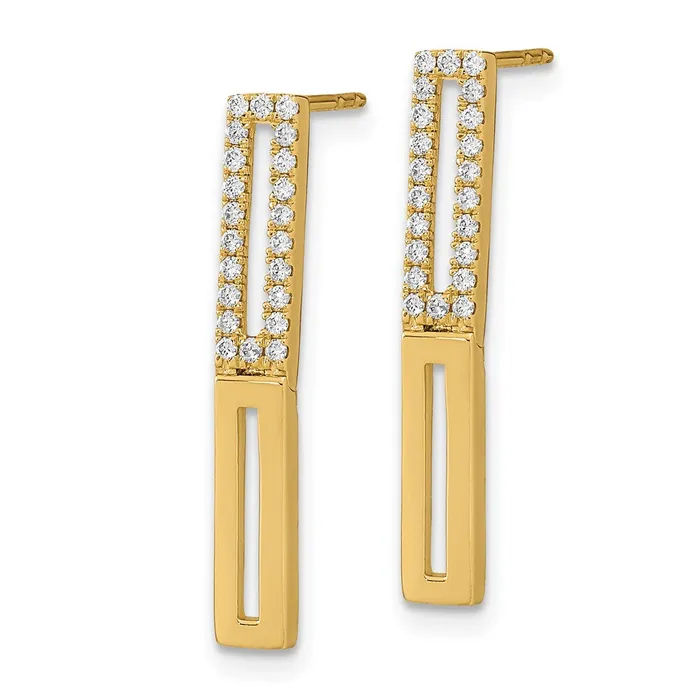 Goldia Solid 14k Yellow Gold Polished 2 Rectangle LinK Simulated CZ Post Earrings Earrings Goldia Solid 14k Yellow Gold Polished 2 Rectangle LinK Simulated CZ Post Earrings Earrings