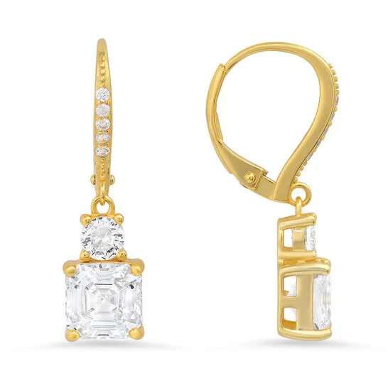 JMS always Earrings Original Kylie Harper 14k Gold Over Silver Round Asschercut Cubic Zirconia CZ Leverback Earrings JMS always Earrings Original Kylie Harper 14k Gold Over Silver Round Asschercut Cubic Zirconia CZ Leverback Earrings