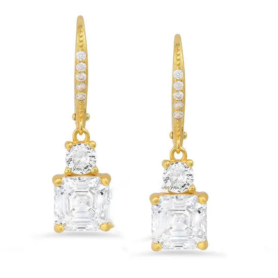 JMS always Earrings Original Kylie Harper 14k Gold Over Silver Round Asschercut Cubic Zirconia CZ Leverback Earrings JMS always Earrings Original Kylie Harper 14k Gold Over Silver Round Asschercut Cubic Zirconia CZ Leverback Earrings