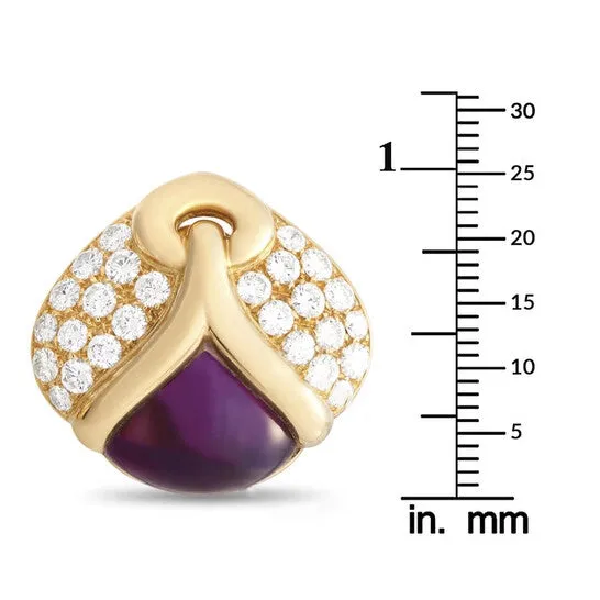 JMS always Earrings Original PreOwned Bvlgari 18K Yellow Gold 400 ct Diamond and Amethyst Clip On Earrings JMS always Earrings Original PreOwned Bvlgari 18K Yellow Gold 400 ct Diamond and Amethyst Clip On Earrings