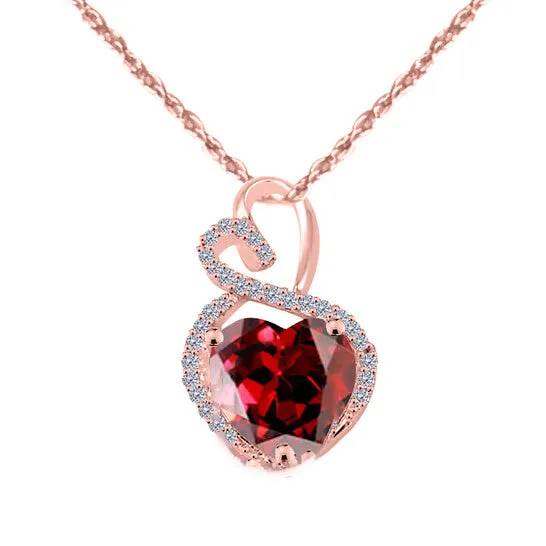 JMS always Necklaces Original Maulijewels 4 Carat Heart Shape Garnet Gemstone And White Diamond Pendant In 14k Rose Gold With 18 14k Rose Gold Plated Sterling Silver Box Chain JMS always Necklaces Original Maulijewels 4 Carat Heart Shape Garnet Gemstone And White Diamond Pendant In 14k Rose Gold With 18 14k Rose Gold Plated Sterling Silver Box Chain