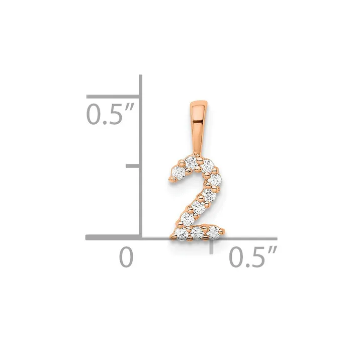 Necklaces 14k Rose Gold Real Diamond Number 2 Pendant Goldia