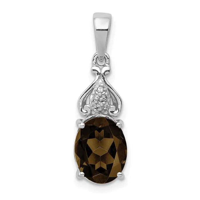 Necklaces Goldia Sterling Silver Rhodiumplated Diamond and Smoky Quartz Pendant Necklaces Goldia Sterling Silver Rhodiumplated Diamond and Smoky Quartz Pendant