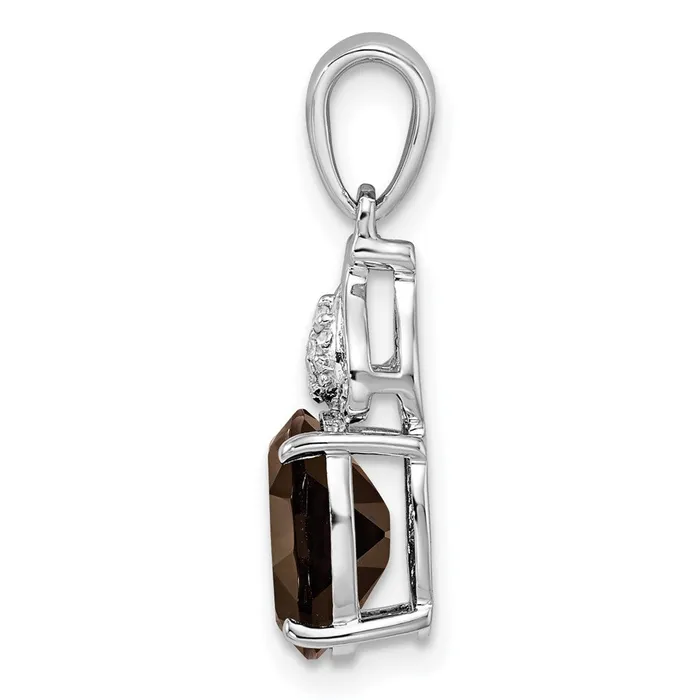 Necklaces Goldia Sterling Silver Rhodiumplated Diamond and Smoky Quartz Pendant