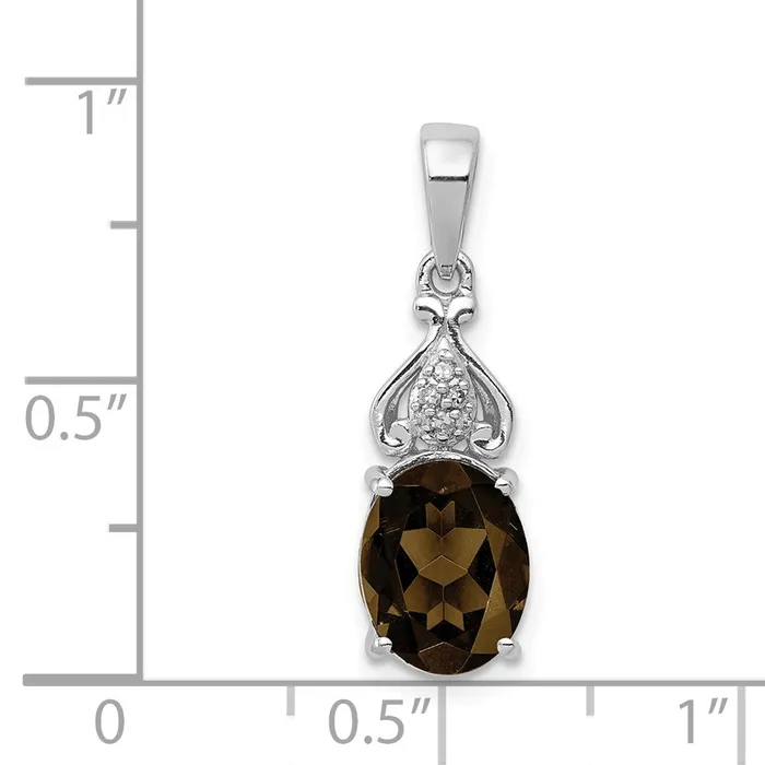 Necklaces Goldia Sterling Silver Rhodiumplated Diamond and Smoky Quartz Pendant