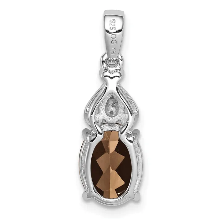 Necklaces Goldia Sterling Silver Rhodiumplated Diamond and Smoky Quartz Pendant