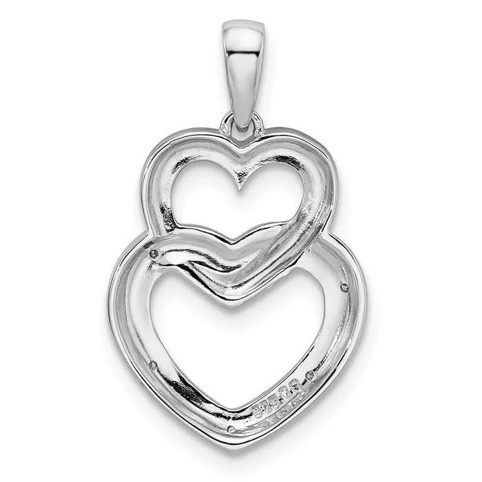Necklaces Goldia Sterling Silver Rhodium Plated Diamond Double Heart Pendant