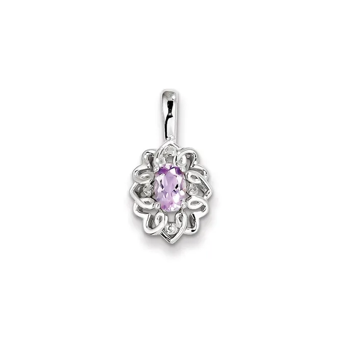 Necklaces Sterling Silver Pink Quartz Diamond Pendant Goldia