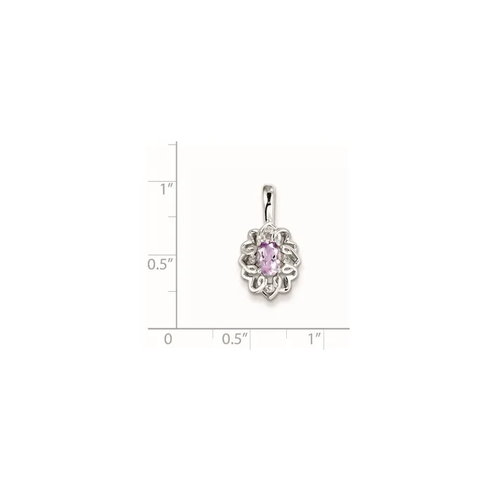 Necklaces Sterling Silver Pink Quartz Diamond Pendant Goldia