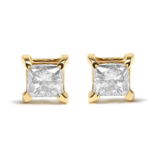 Original Haus of Brilliance 14K Yellow Gold 58 Cttw Princess Natural Brown Color Diamond 4Prong Stud Earrings Brown Color VS2SI1 Clarity JMS always Earrings Original Haus of Brilliance 14K Yellow Gold 58 Cttw Princess Natural Brown Color Diamond 4Prong Stud Earrings Brown Color VS2SI1 Clarity JMS always Earrings