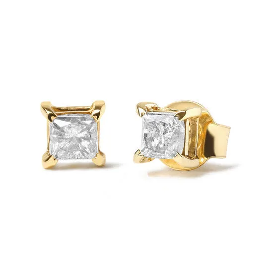 Original Haus of Brilliance 14K Yellow Gold 58 Cttw Princess Natural Brown Color Diamond 4Prong Stud Earrings Brown Color VS2SI1 Clarity JMS always Earrings Original Haus of Brilliance 14K Yellow Gold 58 Cttw Princess Natural Brown Color Diamond 4Prong Stud Earrings Brown Color VS2SI1 Clarity JMS always Earrings