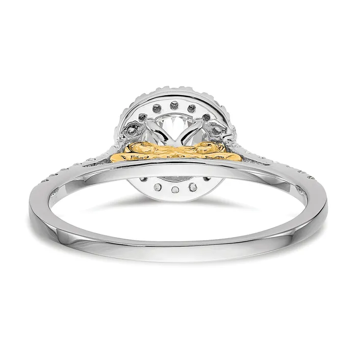 Rings 100ct CZ Solid Real 14k Twotone Gold Round Halo Engagement Ring Goldia